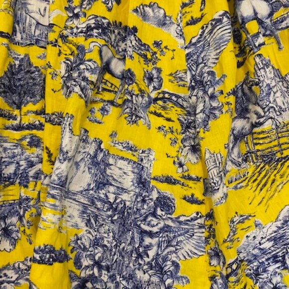 Samantha Sung Sleeveless Blue Yellow Linen Maxi Dress Size 12 - Picture 7 of 11